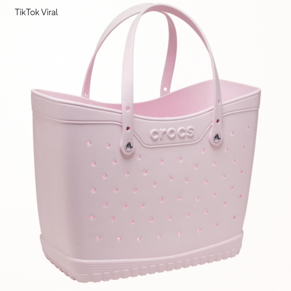 CROCS Large Pink Milk Perforated Tote - Picture 3 of 3